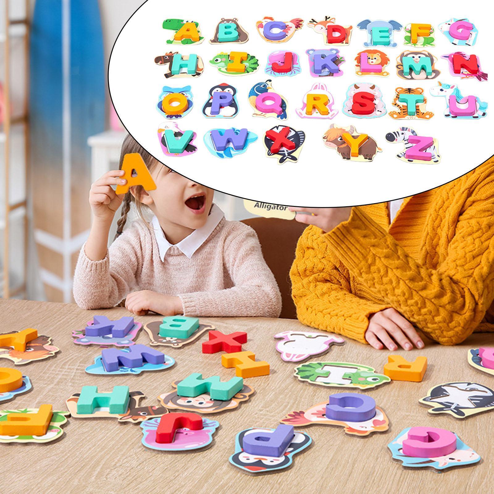 Montessori Toy Training Toy Handmade Craft Alphabet Pairing Puzzle for Study