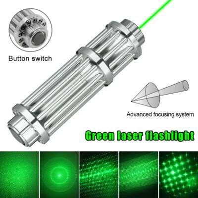 Rechargeable Green Laser Pointer Pen SOS High Power Laser& 5x Laser Head NEW