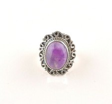 Sterling Silver 14 ct Oval Amethyst Ring