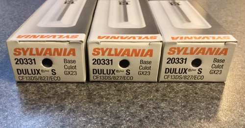 3x ~ Sylvania 21136 20331 CF13DS/827/ECO CFL 13W T4 Tube 2-Pin GX23 ~ 2700K - Picture 3 of 3