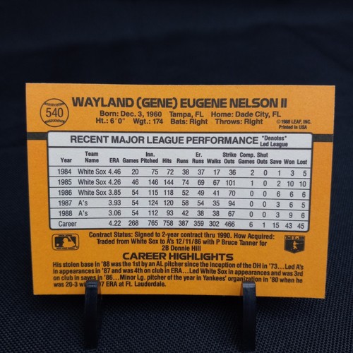 1989 Donruss Baseball Card Gene Nelson Oakland Athletics #540 (1A708) - Picture 2 of 3