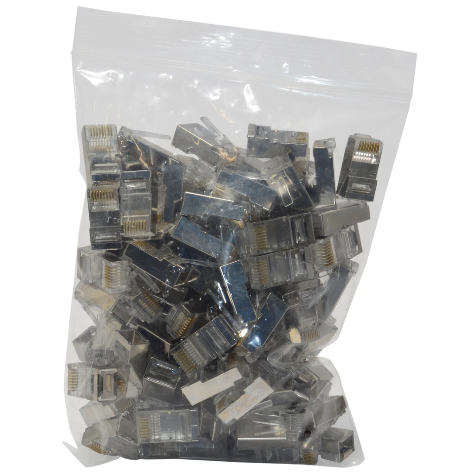 Conector de cable de enchufe modular de paso RJ45 CAT6 100 un. CAT6 blindado extremo 8P8C Foto 3 de 3