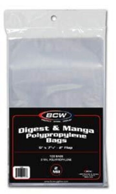 BCW Comic Book Bags : Manga und Taschenbücher, 100 Comic Hüllen, Schutzhüllen