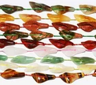 Carved Flower 17x37mm Natural Agate Red Stone Amazonite Aventurine Jade Beads 15