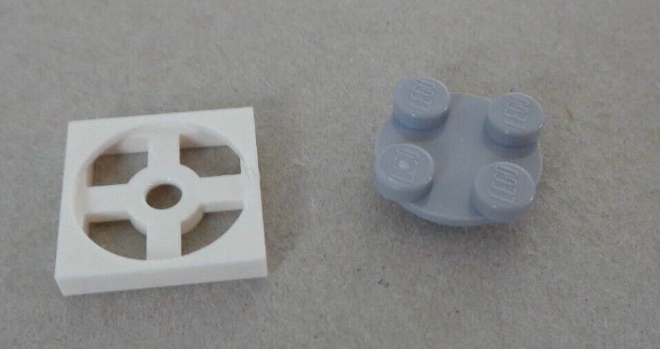 Lego 368001 Turn Plate Upper & Lower Part 2X2 White & Medium Stone 