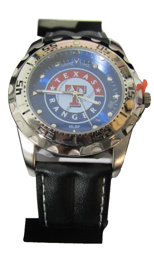 MLB Texas Rangers Men's Black Watch and Leather Wallet Set by Game Time - Image 2 of 4