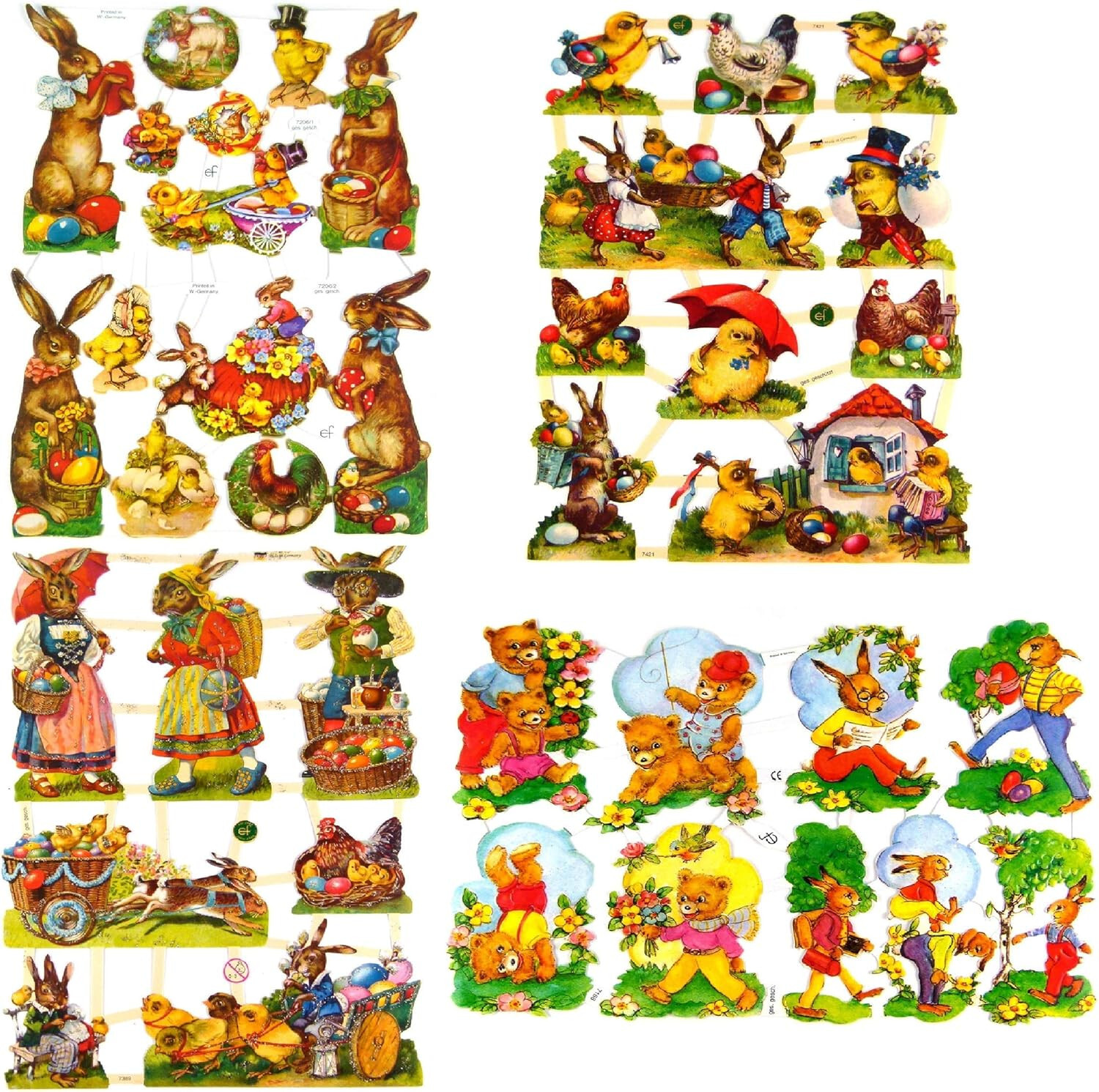 Glanzbilder Ostern Motiv Set aus 4 verschiedenen Oblaten