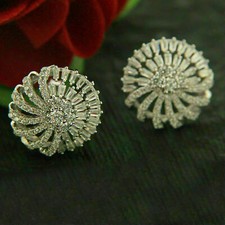 2Ct Lab Created Round Cut Diamond Cluster Stud Earrings 14K White Gold Plated