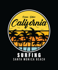 Sublimation Print Surfing Santa Monica Beach Ready To Press Heat Transfer