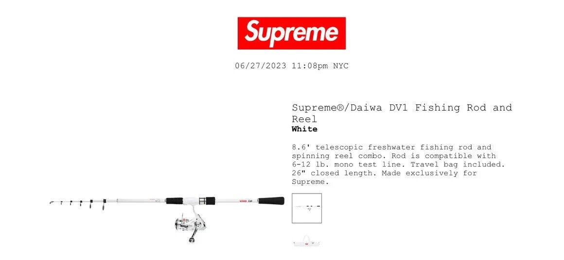 Brand New Sealed Supreme x Daiwa DV1 Fishing Rod And Reel SS23 | eBay