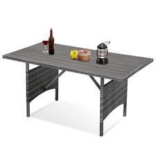 54” Wicker Outdoor Dining Table Metal Frame Table for Patio Furniture or Indoor