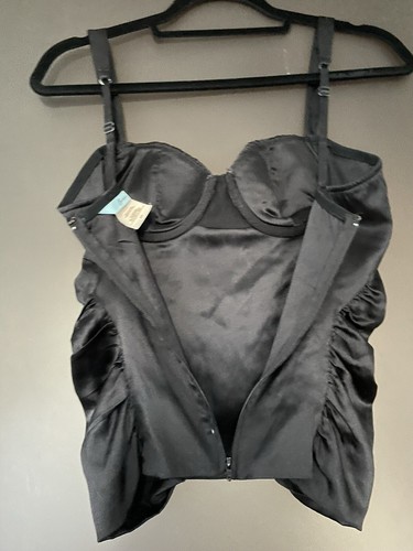 Guess Marciano slip abito in seta nera arricciato e cablato corsetto/stile lingerie - Foto 7 di 9