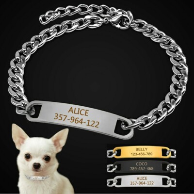 P Choke Slip Chain Dog Collar Personalized Small Dogs Chihuahua ID