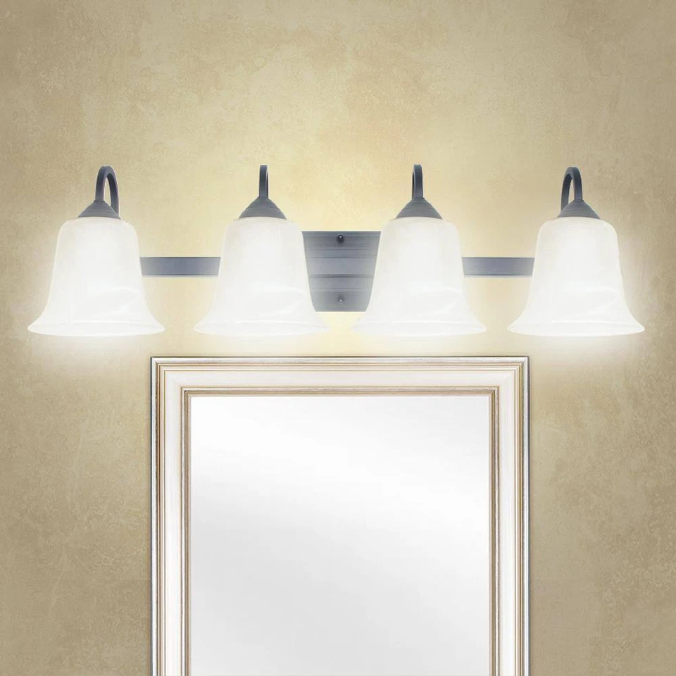 Luz LED de tocador de baño de bronce frotado con aceite 4 luces 26 vatios blanco cálido (3000K) Foto 2 de 4