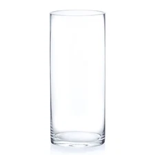 Enova Floral Cylinder Glass Vase 5 x 12 Inches Round Large Flower Vase, Pilla...