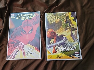 The Amazing Spiderman #1 (2018)ALEX ROSS VARIANT SDCC SIGNED SET OF 2 LTD 100...