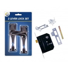 Door Lock Set Handles Lock Keyed Set Pack + 2 Lever Lock 2 Keys uk sale