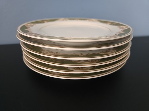 Vintage 6er Set Style House Fine China Kimberly Grün & Gold 6,5" Dessertteller - Bild 14 von 14