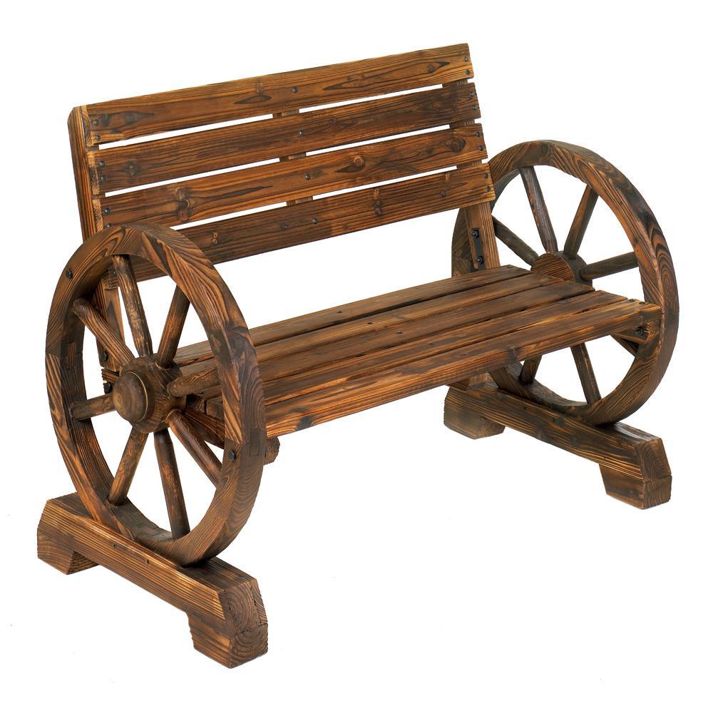 Outdoor Rustic Solid Wood Country Heavy Duty Wagon Wheel Bench Patio Furniture For Sale Online Ebay