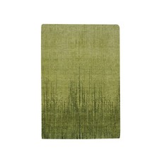 Hand Knotted Rug 4'1"x6'3" Pickle Green Soft Wool Vertical Ombre Design 75860