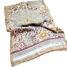 Vintage ECHO silk scarf romantic Cottagecore blue  tan mini floral print STAINS