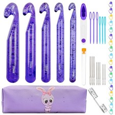 43 Pcs Large Crochet Hooks Set,12mm 15mm 12mm, 15mm, 18mm, 20mm, 25mm, Purple