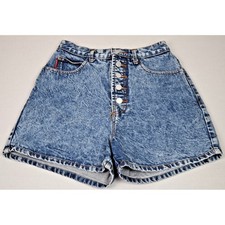 Vintage Jean Shorts Bongo Size 24 80s Stone Wash High Waist Button Fly Made USA