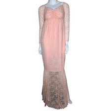 Sheer Lace Babydoll Maxi Dress Small Fairy Romantic Ethereal Regency Whimsical