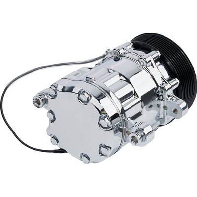 Peanut Style AC Compressor Chrome Compact 8 Rib Serpentine R134A