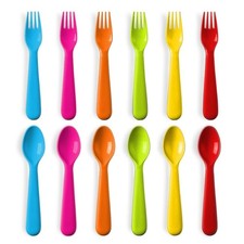 PLASKIDY Plastic Toddler Utensils Set of 12 Kids Utensils Forks and Spoons - ...