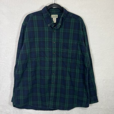 LL Bean Scotch Plaid Flannel Shirt Mens XL Reg Blue Green Long Sleeve 0 BHF4
