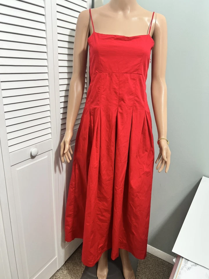 Vestido midi de popelina roja Damson Madder talla 8 (pequeños daños) Foto 4 de 4