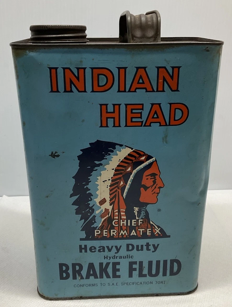 置物 INDIAN HEAD CLEAR RUBBER LUBRICANT CAN Indian Oil Can In Collectible Gas & Oil Advertising Cans And
