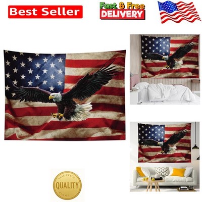 Vibrant Eagle and Stars American Flag Tapestry - 60L x 80W for Living Room