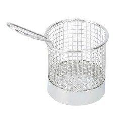 .Stainless Steel Round Dessert Fries Chip Basket Fruit Food Container Holder