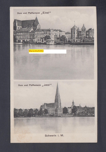 A 635/AK Schwerin/Mecklenburg "Dom u. Pfaffenteich-Einst/Jetzt"