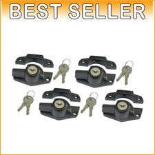 4 Pack Heavy-Duty Keyed Sash Locks with Child-Proof Security - Matte Black