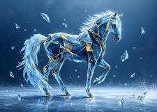 Ice Horse Mouse Mat 20x28cm Gaming Desk Pad Non Slip PC Laptop Mat Blue Crystal