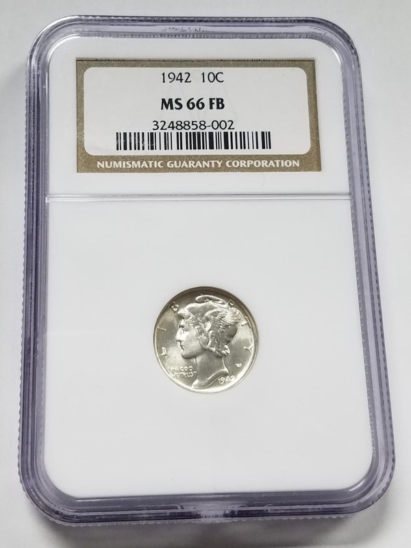 1942 Mercury Dime | NGC MS66 FB | Full Bell Lines | Silver 10 c | Philadelphia