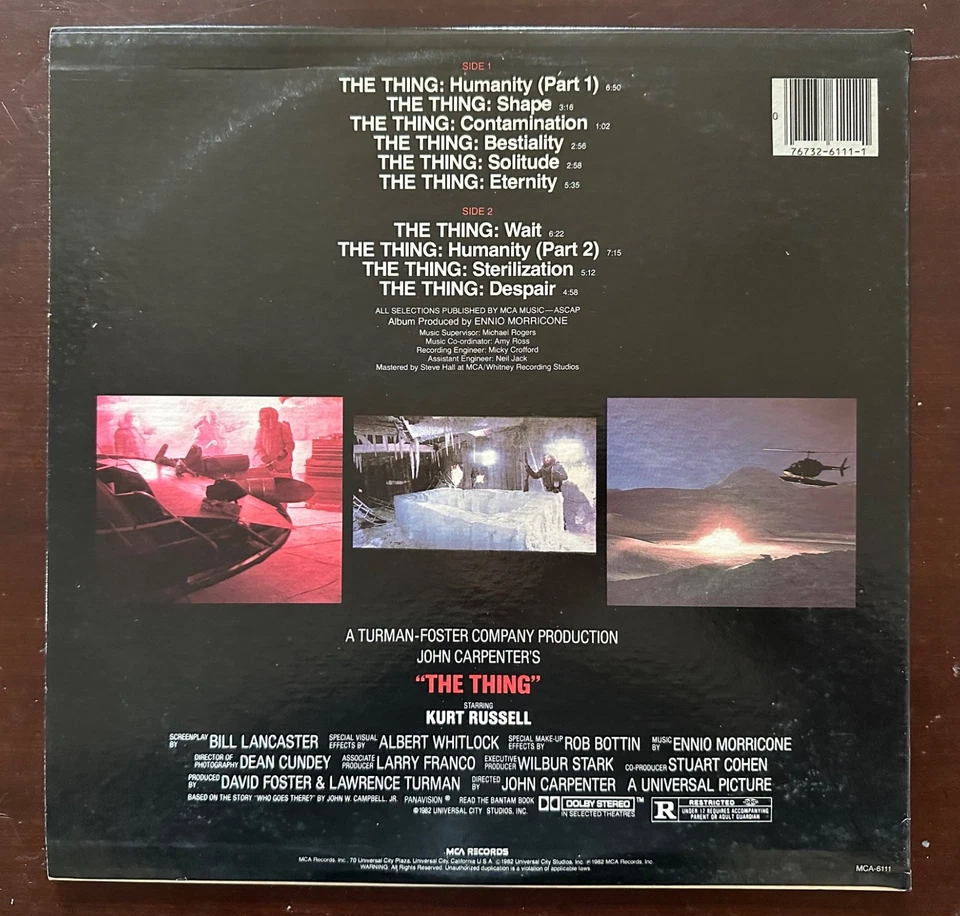John Carpenter's The Thing 1982 LP soundtrack Ennio Morricone MCA-6111 Promo - Image 2 of 4