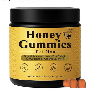 Men's Honey Gummies Dietary Supplement w/ Manuka, Shilajit, Sea Moss 60