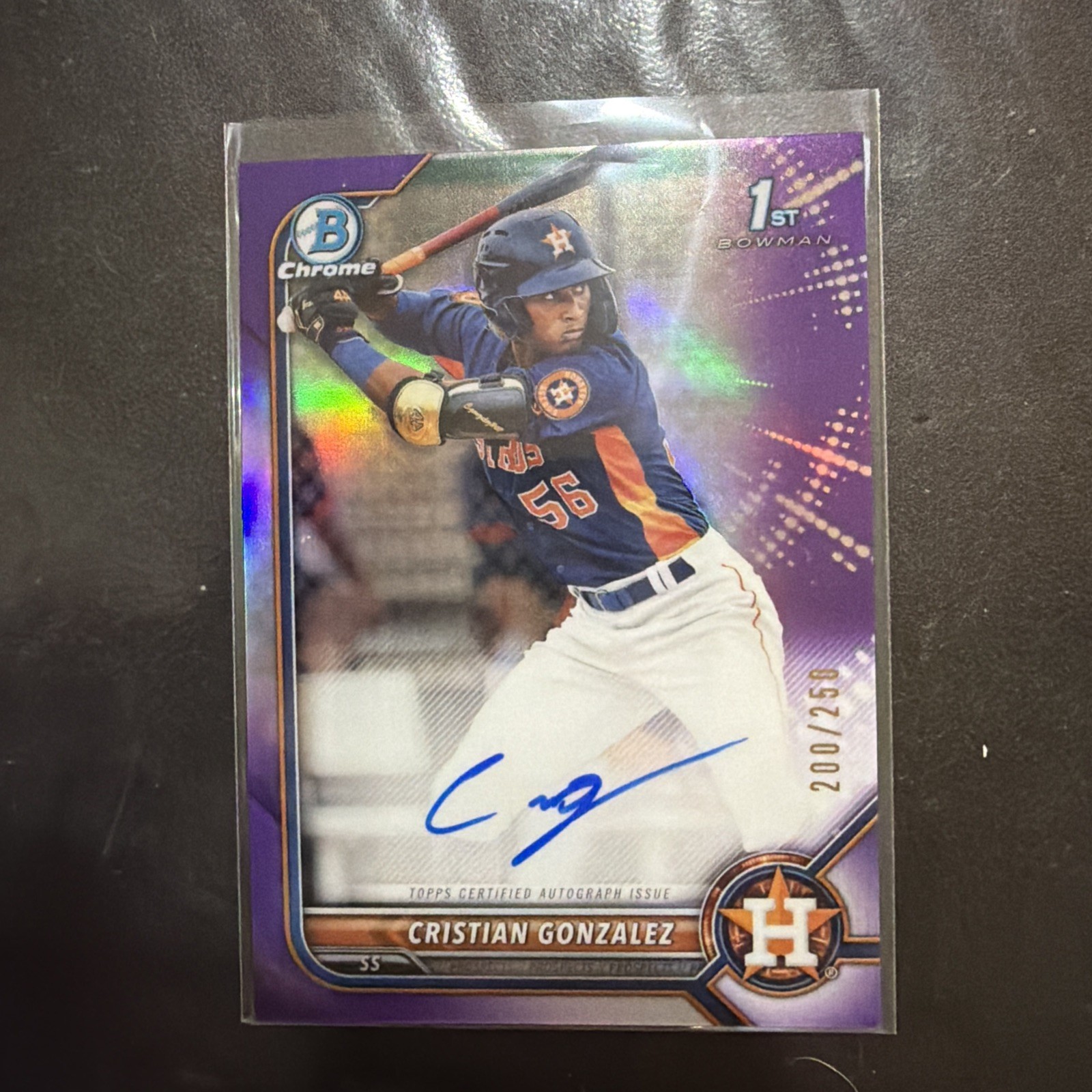 2022 Bowman Chrome - Cristian Gonzalez - 1st Purple Shimmer Auto #/250 #CPA-CG