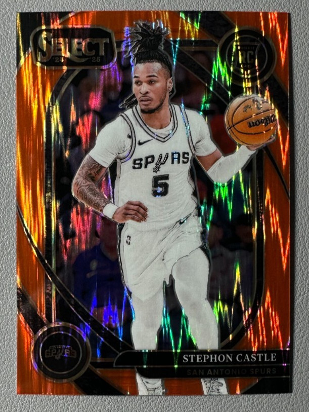 2024 Panini Select Basketball #292 Stephon Castle Orange Flash Prizm Rookie