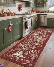 GarveeHome 2x6 Red Christmas Runner Rug - Washable Non-Slip Tree & Animal Print