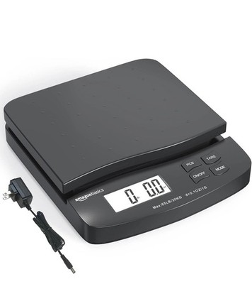 Amazon Basics Digital Postal Scale, AC Adapter, 65 lb 65 pound, Black 