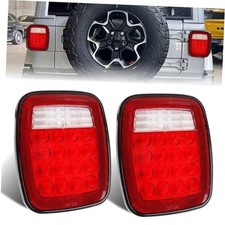 2 Pcs Universal Trailer Tail Lights Red/White 16 LED Stop Brake Turn Tail