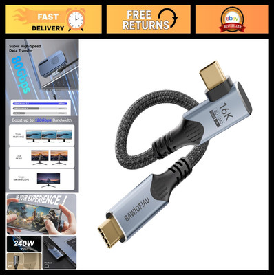 80Gbps USB C Data Cable, 1ft Right Angle, 240W, 8K/16K, Thunderbolt 4 Compatible