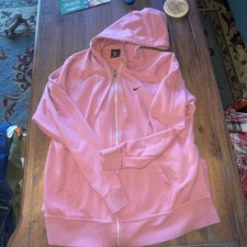 Nike Womens L Get Fit Full Zip Training Hoodie Side Slit Pink