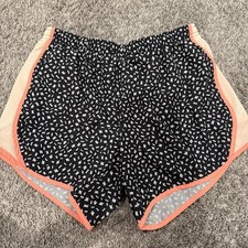 Nike Dri-FIT Women's Running Shorts Size XL Black White Print Coral Trim