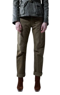 R13 Boyfriend Women Jeans 27 Olive Dyed Moleskin Zip FW25 RRP790 *